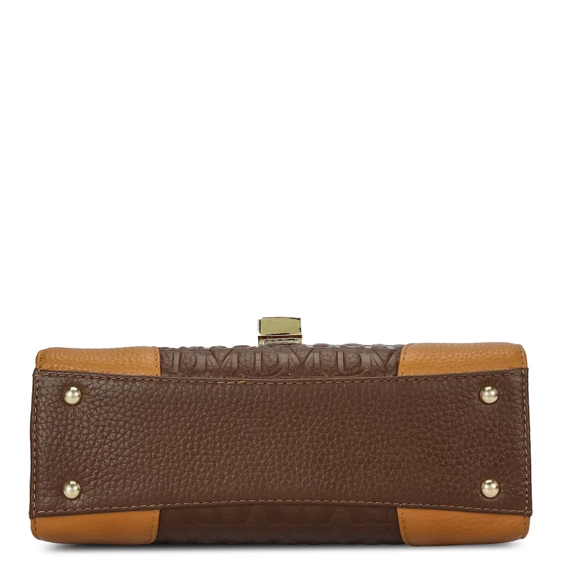 Da Milano Mocha Small Monogram Leather Shoulder Bag - Mocha for Women | Best Price UAE